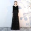 Chic / Belle Noir Robe De Bal 2017 Princesse V-Cou 3/4 Manches Longue Robe De Ceremonie