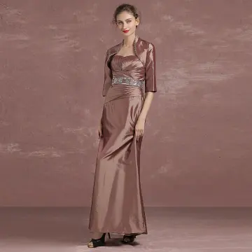 Chic Belle Marron Robe De Mère De Mariée 2018 Princesse Cristal Paillettes Bustier 1 2 Manches Longueur Cheville Robe Pour Mariage