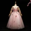 Chic / Beautiful Blushing Pink Flower Girl Dresses 2017 A-Line / Princess Lace Appliques Pearl Scoop Neck 3/4 Sleeve Floor-Length / Long Wedding Party Dresses