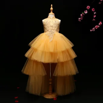Chic Beautiful Detachable Flower Girl Dresses 2017 Ball Gown Lace Appliques Crystal High Neck Sleeveless Asymmetrical Wedding Party Dresses