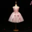 Chic / Beautiful Blushing Pink Flower Girl Dresses 2017 Ball Gown Lace Appliques Pearl Scoop Neck Sleeveless Short Wedding Party Dresses