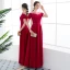 Chic / Belle Bordeaux Robe De Soirée 2018 Princesse Volants Cristal Encolure Dégagée Manches Courtes Longue Robe De Ceremonie