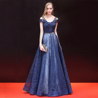 Élégant Robe De Bal 2018 Princesse Glitter Métal Ceinture Paillettes Bustier Dos Nu Sans Manches Longue Robe De Ceremonie