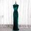 Chinese style Dark Green Cheongsam / Qipao Trumpet / Mermaid Evening Dresses  2021 High Neck Sleeveless Suede Evening Party Floor-Length / Long Formal Dresses