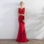 Chic / Belle Rouge Robe De Soirée 2017 Trompette / Sirène Perlage Encolure Dégagée Dos Nu Sans Manches Longue Robe De Ceremonie