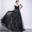 Chic / Beautiful Black Prom Dresses 2017 A-Line / Princess Metal Sash Embroidered V-Neck Backless Sleeveless Floor-Length / Long Formal Dresses