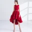 Chic / Belle Rouge Robe De Cocktail 2017 Princesse Métal Ceinture Brodé Encolure Dégagée Sans Manches Asymétrique Robe De Ceremonie