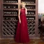 Chic / Beautiful Burgundy Evening Dresses  2018 A-Line / Princess Lace Beading Scoop Neck Sleeveless Floor-Length / Long Formal Dresses