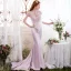 Élégant Rougissant Rose Robe De Soirée 2017 Trompette / Sirène En Dentelle Fleur Paillettes Encolure Dégagée Dos Nu 1/2 Manches Tribunal Train Robe De Ceremonie