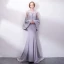 Amazing / Unique Grey Evening Dresses  2018 Trumpet / Mermaid Sequins Scoop Neck Long Sleeve Sweep Train Formal Dresses