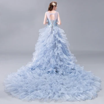 Étourdissant Robe De Bal 2018 Princesse En Dentelle Appliques Perle Encolure Dégagée Dos Nu Sans Manches Royal Train Robe De Ceremonie