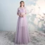 Amazing / Unique Blushing Pink Prom Dresses 2018 A-Line / Princess Scoop Neck 3/4 Sleeve Floor-Length / Long Formal Dresses