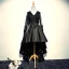 Chic / Belle Noir Robe De Cocktail 2017 Princesse En Dentelle Cristal Perlage V-Cou Dos Nu Asymétrique Robe De Ceremonie