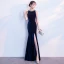 Sexy Navy Blue Evening Dresses  2018 Trumpet / Mermaid Rhinestone Scoop Neck Sleeveless Floor-Length / Long Formal Dresses