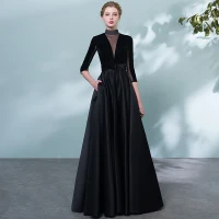 Eleganta Aftonklänningar 2018 Prinsessa Skärp Pierced Hög Hals Halterneck 1/2 ärm Långa Formella Klänningar