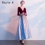 Chic / Belle Bordeaux Robe De Soirée 2018 Princesse Rayé V-Cou Manches Longues Longueur Cheville Robe De Ceremonie