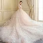 Moderne / Mode Robe De Mariée 2018 Robe Boule En Dentelle Appliques Brodé Paillettes Encolure Dégagée 3/4 Manches Royal Train Mariage
