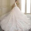 Chic / Beautiful Champagne Wedding Dresses 2018 Ball Gown Appliques Bow Scoop Neck Long Sleeve Royal Train Wedding