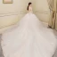 Chic / Beautiful Champagne Wedding Dresses 2018 Ball Gown Butterfly Scoop Neck Backless 1/2 Sleeves Royal Train Wedding