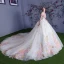 Chic / Belle Multi-Couleurs Robe De Mariée 2018 Robe Boule Appliques Cristal De l'épaule Dos Nu Sans Manches Royal Train Mariage