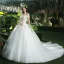 Schöne Weiß Brautkleider 2018 Ballkleid Applikationen Strass Off Shoulder Rückenfreies Ärmellos Königliche Schleppe Hochzeit