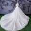Chic / Beautiful White Wedding Dresses 2018 Ball Gown Multi-Colors Appliques Pearl Off-The-Shoulder Backless Sleeveless Cathedral Train Wedding