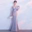 Chic / Beautiful Grey Evening Dresses  2018 Trumpet / Mermaid Feather Scoop Neck Strapless Sleeveless Floor-Length / Long Formal Dresses