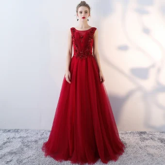 Chic Beautiful Evening Dresses 2018 A Line Princess Lace Appliques Sequins Rhinestone Scoop Neck Sleeveless Floor Length Long Formal Dresses