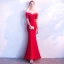 Chic / Belle Rouge Robe De Soirée 2018 Trompette / Sirène Encolure Dégagée Dos Nu Manches Courtes Longue Robe De Ceremonie