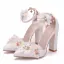 Modern / Fashion White Outdoor / Garden Womens Shoes 2018 Appliques Ankle Strap 10 cm Thick Heels Pointed Toe High Heels