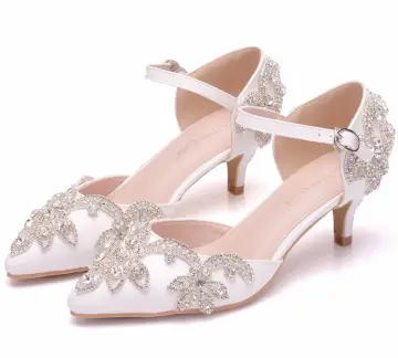 Sjarmerende Hvit Ball Damesko 2018 Spenne Rhinestone 5 Cm Stiletthæler Spisse Høyhælte