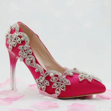 Chic Beautiful Fuchsia Evening Party Pumps 2018 Rhinestone 8 Cm Stiletto Heels Pointed Toe Pumps