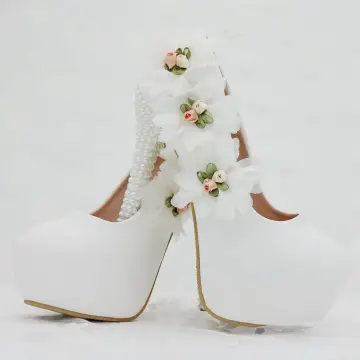 Modern Ivoor Avond Pumps 2018 Appliques 14 Cm Parel Naaldhakken Stiletto Ronde Neus Pumps