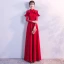 Chic / Beautiful Red Evening Dresses  2018 Empire Lace Flower High Neck Long Sleeve Floor-Length / Long Formal Dresses