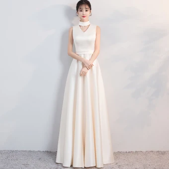 Modest Simple Evening Dresses 2018 A Line Princess High Neck Sleeveless Floor Length Long Formal Dresses