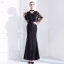 Chic / Beautiful Black Evening Dresses  2018 Trumpet / Mermaid V-Neck Lace 1/2 Sleeves Ankle Length Formal Dresses