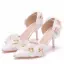 Elegant White Wedding Shoes 2018 Appliques Rhinestone 8 cm Stiletto Heels Pointed Toe Wedding High Heels