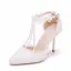 Charmant Blanche Chaussure De Mariée 2018 Faux Diamant Bride Cheville En Dentelle Perle Gland 9 cm Talons Aiguilles À Bout Pointu Mariage Talons Hauts