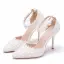 Chic / Beautiful Black Wedding Shoes 2018 Pearl Lace Ankle Strap 9 cm Stiletto Heels Pointed Toe Wedding High Heels
