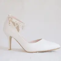 Proste / Simple Białe Buty Ślubne 2018 Rhinestone 8 cm Szpilki Szpiczaste Ślub Wysokie Obcasy