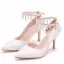 Modest / Simple White Wedding Shoes 2018 Pearl Rhinestone Tassel 8 cm Stiletto Heels Pointed Toe Wedding High Heels