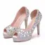 Amazing / Unique Silver Wedding Shoes 2018 Crystal 11 cm Stiletto Heels Open / Peep Toe Wedding High Heels