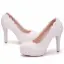 Chic / Beautiful White Wedding Shoes 2018 Lace Pearl 11 cm Stiletto Heels Round Toe Wedding Pumps