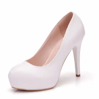 Enkel Hvit Kontor Pumps 2018 11 Cm Stiletthæler Rund Tå Pumps