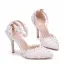 Charmant Weiß Brautschuhe 2018 Spitze Knöchelriemen Strass 9 cm Stilettos Spitzschuh Hochzeit Hochhackige