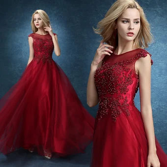 Chic Belle Bordeaux Robe De Bal 2018 Perlage En Dentelle Fleur Robe De Ceremonie