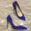 Schöne Königliches Blau Ball Pumps 2018 Niet Leder 12 cm Stilettos Spitzschuh Pumps
