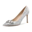Scintillantes Argenté Chaussure De Mariée 2018 Faux Diamant Paillettes Cuir 8 cm Talons Aiguilles À Bout Pointu Mariage Escarpins