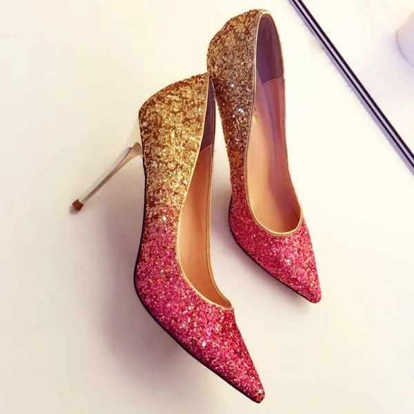 Burgundy Shallow Metal Stiletto Heels