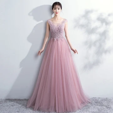 Elegant Prom Dresses 2018 A Line Princess Lace Flower Scoop Neck Backless Sleeveless Floor Length Long Formal Dresses